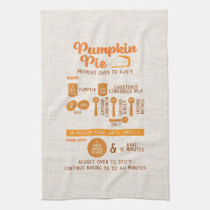 Pumpkin Pie Recipe Kitchen Towel Theedoek