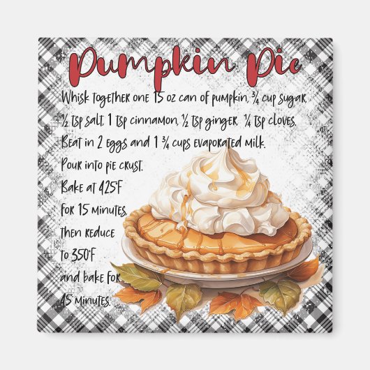 Pumpkin Pie Recipe Magneet (Voorkant)