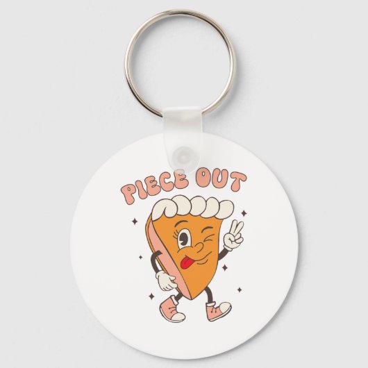 Pumpkin Pie Retro Thanksgiving Herfst Groo Sleutelhanger (Voorkant)