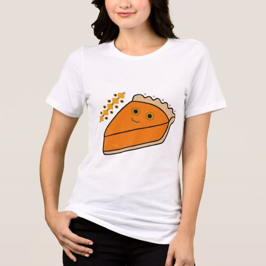 Pumpkin Pie Slice met zonnebloem ogen Tri-Blend Shirt (Voorkant)