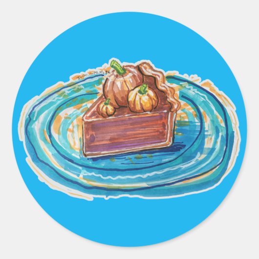 Pumpkin Pie Slice Ronde Sticker (Voorkant)