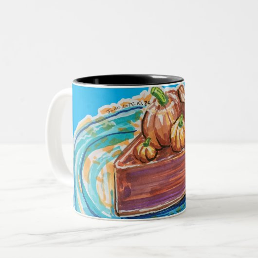 Pumpkin Pie Slice Tweekleurige Koffiemok (Voorkant links)