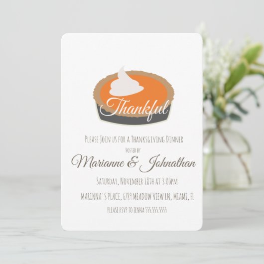 Pumpkin Pie Thankful Thanksgiving Dinner Family Kaart (Staand voorkant)