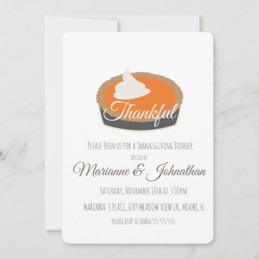 Pumpkin Pie Thankful Thanksgiving Dinner Family Kaart (Voorkant)