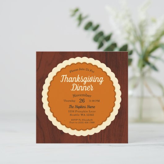 Pumpkin Pie Thanksgiving Dinner Kaart (Staand voorkant)