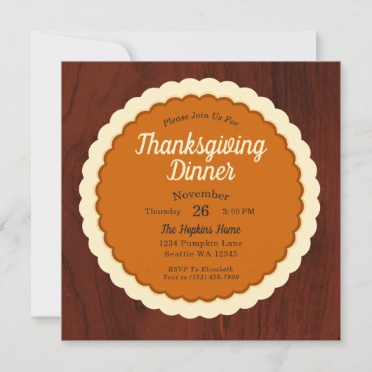 Pumpkin Pie Thanksgiving Dinner Kaart (Voorkant)