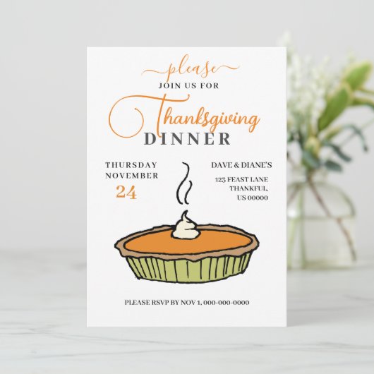 Pumpkin Pie, Thanksgiving Dinner Kaart (Staand voorkant)