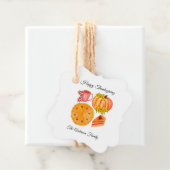 Pumpkin Pie Thanksgiving Sinaasappel White Bedankjes Labels (In situ)