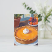 Pumpkin Pie | Thanksgiving Watercolor Painting Briefkaart (Staand voorkant)