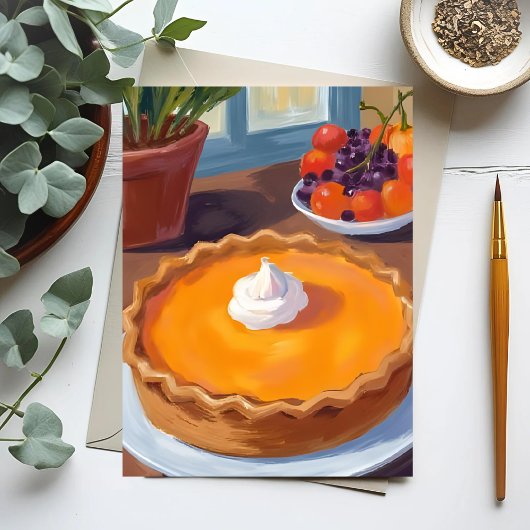 Pumpkin Pie | Thanksgiving Watercolor Painting Briefkaart