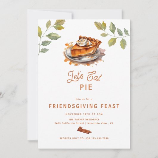 Pumpkin Pie | Uitnodigingen voor Thanksgivingen (Voorkant)