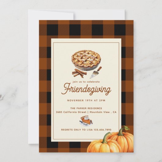 Pumpkin Pie | Uitnodigingen voor Thanksgivingen (Voorkant)