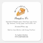 Pumpkin Pie Watercolor Rustic Bakery Ingredient Vierkante Sticker (Voorkant)