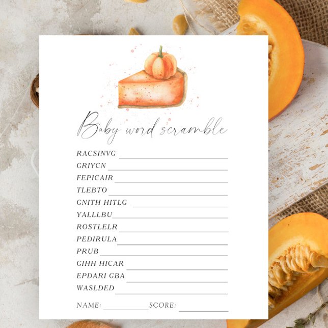 Pumpkin pie - Word scramble baby shower spel (Creator heeft geüpload)