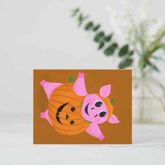 Pumpkin Pig Briefkaart (Staand voorkant)