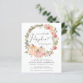 Pumpkin Pink Floral 1e verjaardag Uitnodiging van  (Staand voorkant)