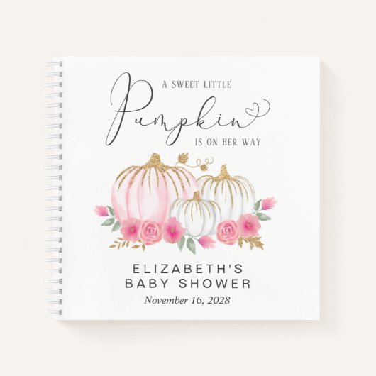 Pumpkin Pink Floral Baby Girl Showboek Notitieboek (Voorkant)