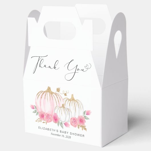 Pumpkin Pink Floral Baby Girl Shower Bedankdoosjes (Geopend)