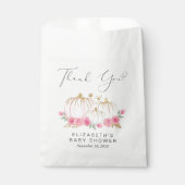 Pumpkin Pink Floral Baby Girl Shower Bedankzakje (Voorkant)