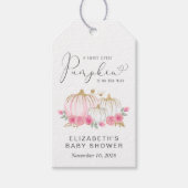 Pumpkin Pink Floral Baby Girl Shower Cadeaulabel (Voorkant)