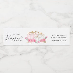 Pumpkin Pink Floral Baby Girl Shower Waterfles Etiket