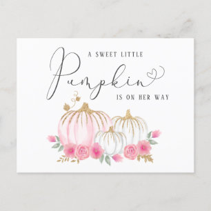 Pumpkin Pink Floral Baby Girl Virtual Shower Uitnodiging Briefkaart