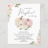 Pumpkin Pink Floral Baby Meisje Douche uitnodiging (Voorkant)