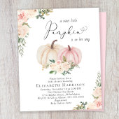 Pumpkin Pink Floral Baby Meisje Douche uitnodiging