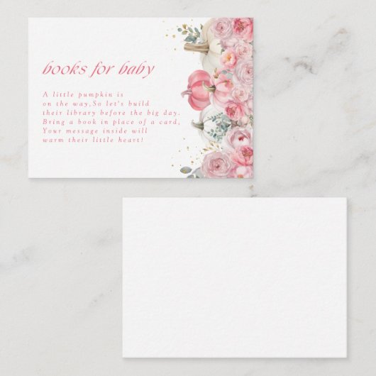 Pumpkin Pink Floral Baby Shower Books for Baby Informatiekaartje (Voorkant / Achterkant)