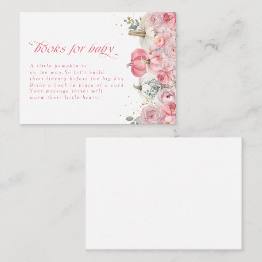 Pumpkin Pink Floral Baby Shower Books for Baby Informatiekaartje (Voorkant / Achterkant)