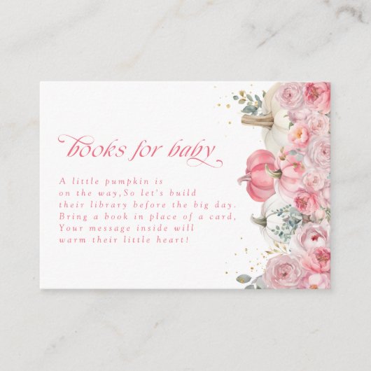 Pumpkin Pink Floral Baby Shower Books for Baby Informatiekaartje (Voorkant)