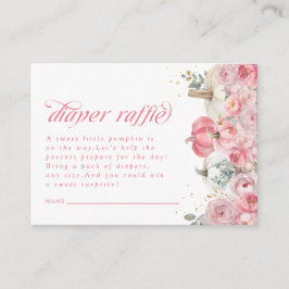Pumpkin Pink Floral Baby Shower Diaper Raffle Informatiekaartje