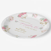 Pumpkin Pink Floral Baby shower Papieren Bordje (Gekanteld)