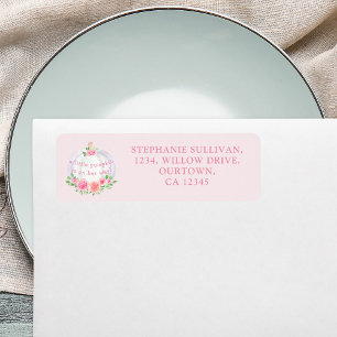 Pumpkin Pink Floral Baby shower Return Address Etiket