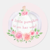 Pumpkin Pink Floral Baby shower Ronde Sticker (Voorkant)