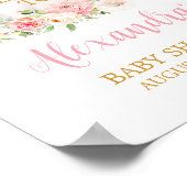 Pumpkin Pink Floral Baby shower Welkom Poster (Hoek)