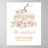 Pumpkin Pink Floral Baby shower Welkom Poster (Voorkant)