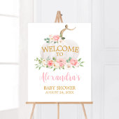 Pumpkin Pink Floral Baby shower Welkom Poster