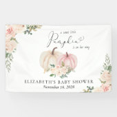 Pumpkin Pink Floral Baby shower Welkom Spandoek (Horizontaal)