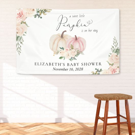 Pumpkin Pink Floral Baby shower Welkom Spandoek