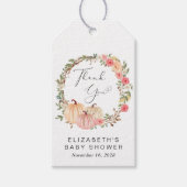 Pumpkin Pink Floral Girl Baby shower Dank u Cadeaulabel (Voorkant)