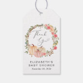 Pumpkin Pink Floral Girl Baby shower Dank u Cadeaulabel (Achterkant)