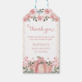 Pumpkin Pink Floral Girl Baby shower Dank u Cadeaulabel (Voorkant)