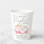 Pumpkin Pink Floral Waterverf Baby Girl Shower Papieren Bekers (Voorkant)