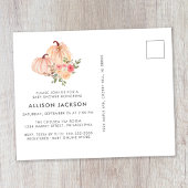 Pumpkin Pink Floral Waterverf Baby shower Briefkaart