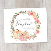 Pumpkin Pink Floral Waterverf Baby Sprinkle Briefkaart