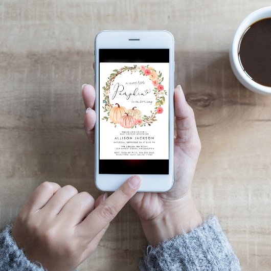 Pumpkin Pink Floral Waterverf Girl Baby shower Kaart