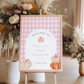 Pumpkin Pink Gingham Baby shower Welkom Poster