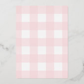 Pumpkin Pink Gingham Baptism Gold Foil Uitnodiging (Achterkant)