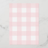 Pumpkin Pink Gingham Christening Folie Folie Uitnodiging (Achterkant)